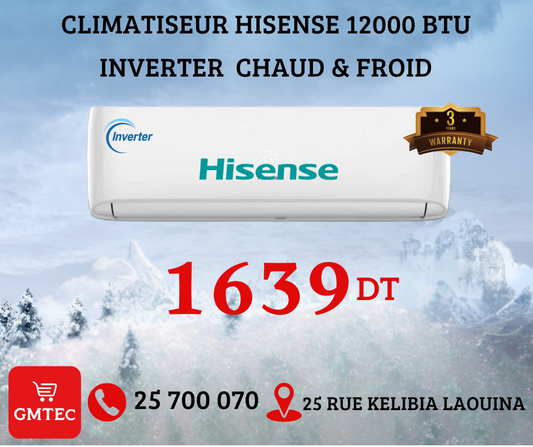 CLIMATISEUR HISENSE INVERTER TROPICALISE CHAUD & FROID