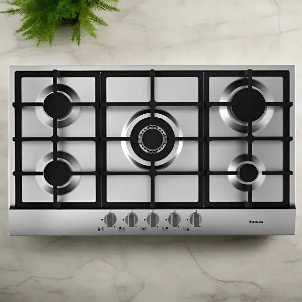 PLAQUE DE CUISSON 5 FEUX 90CM FONTE THERMOCOUPLE FOCUS F40789XS - INOX FOCUS