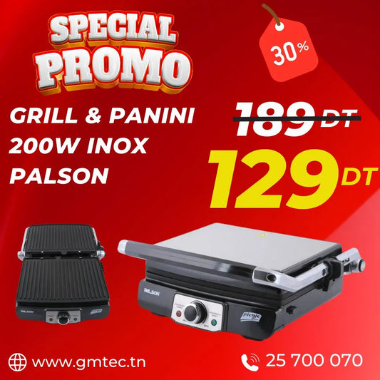 GRILL & PANINI ELECTRIQUE PALSON PICNIC PLUS 2000W - INOX PALSON