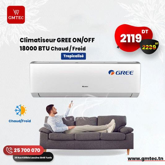 CLILMATISEUR GREE 18000 BTU CHAUD & FROID TROPICALISE