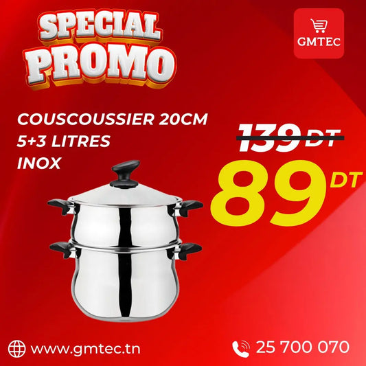 COUSCOUSSIER BONERA 20CM 5+3 LITRES ACIER INOXYDABLE BONERA
