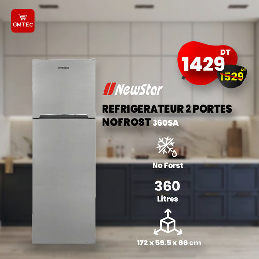 REFRIGERATEUR NEWSTAR 360 LITRES NOFROST SILVER - 360SA
