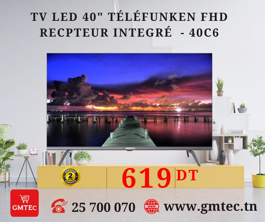 TV TELEFUNKEN 40" FULL HD RECEPTEUR INTEGRE 40C6 - 3 ANS GARANTIE