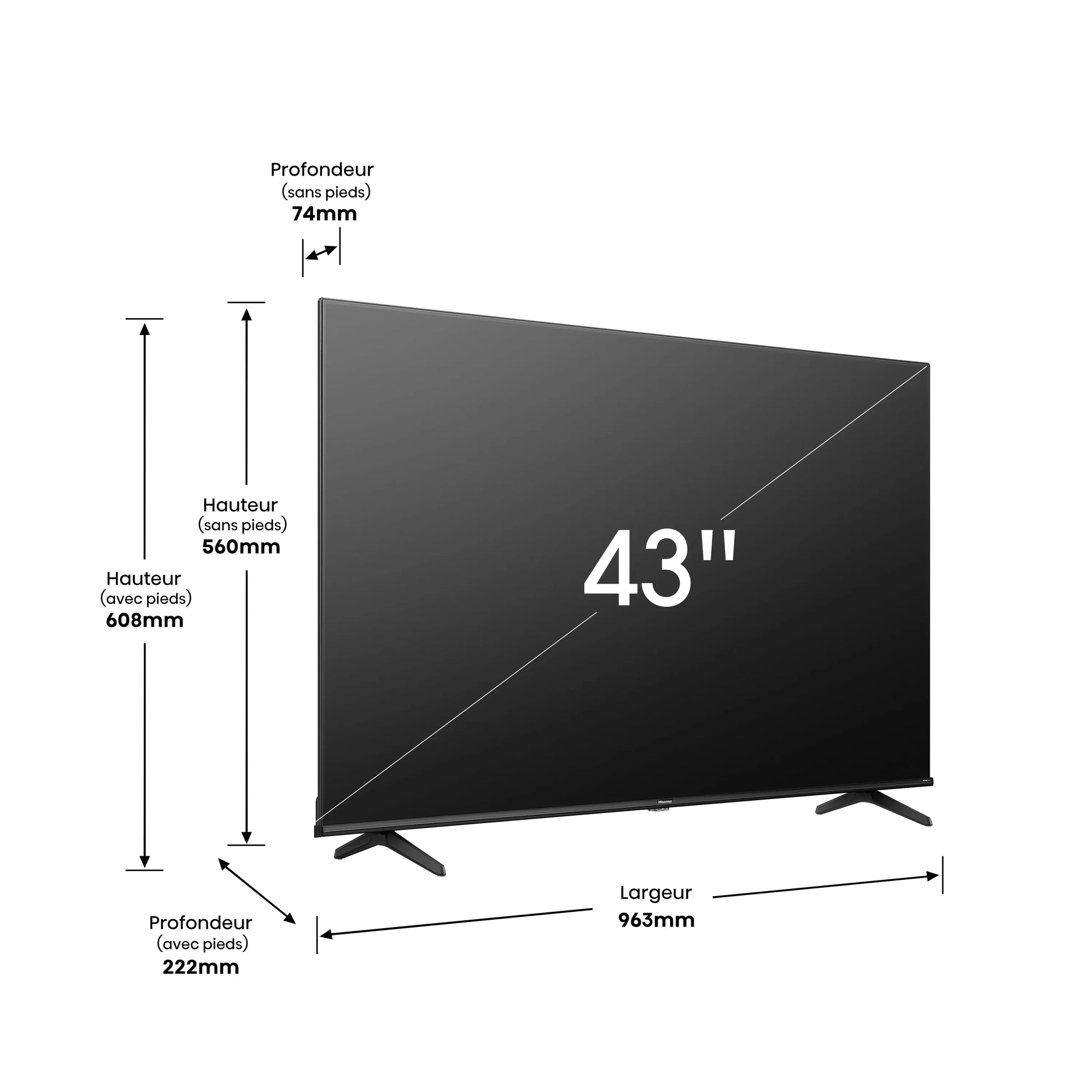 TV LED  HISENSE 43" SMART ULTRA HD 4K43A6K - 2 ANS GARANTIE HISENSE