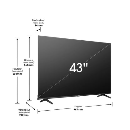 TV LED  HISENSE 43" SMART ULTRA HD 4K43A6K - 2 ANS GARANTIE HISENSE
