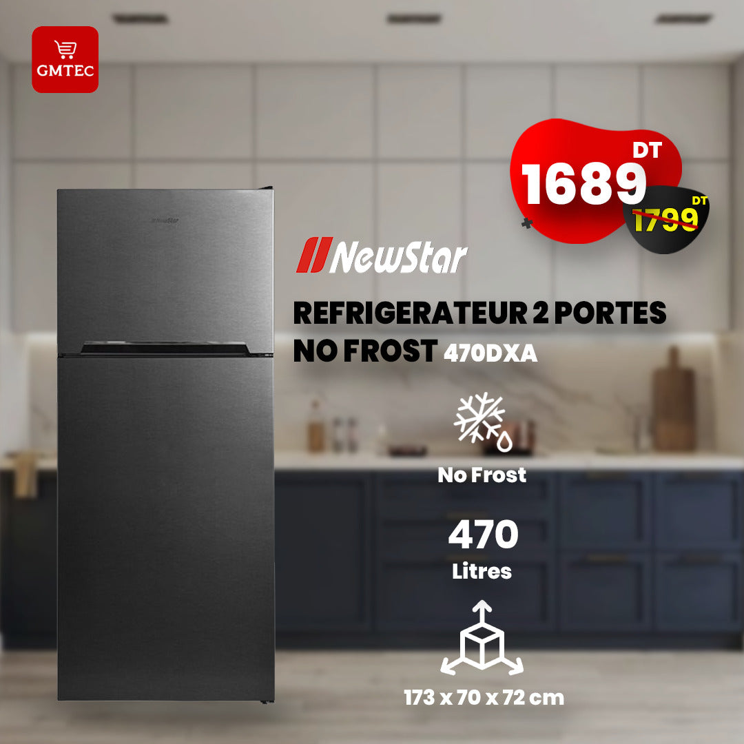 REFRIGERATEUR NEWSTAR 470 LITRES NOFROST DARK INOX - 470DXA