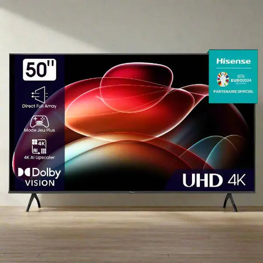 TV HISENSE 50" SMART VIDAA ULTRA HD 4K 50A6K - 2 ANS GARANTIE HISENSE