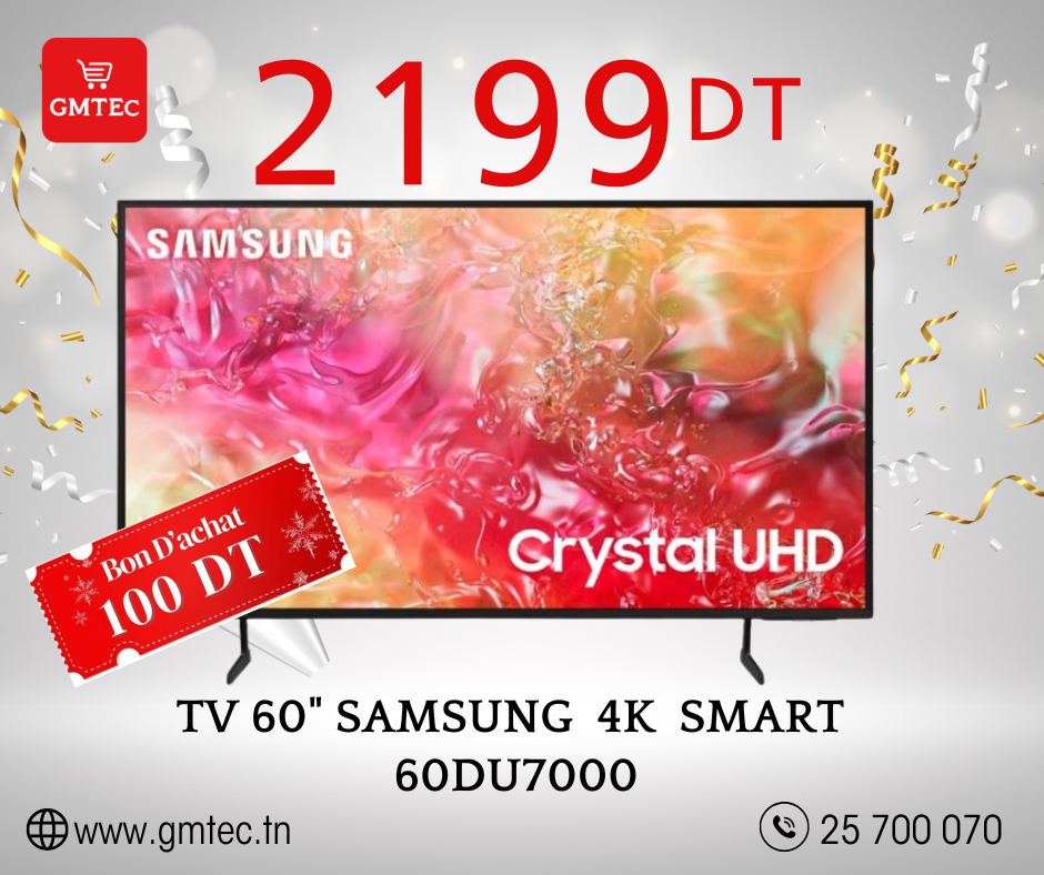 TV LED 60" SAMSUNG SMART CRYSTAL ULTRA HD 4K 60DU7000