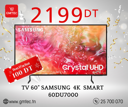 TV LED 60" SAMSUNG SMART CRYSTAL ULTRA HD 4K 60DU7000