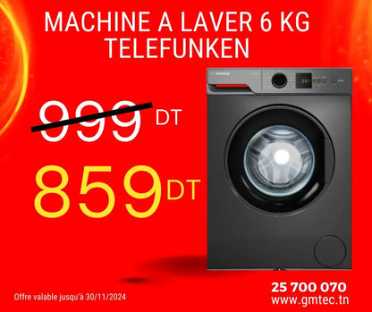 MACHINE A LAVER FRONTAL 6KG 1000 TRS TELEFUNKEN - DARK INOX TELEFUNKEN