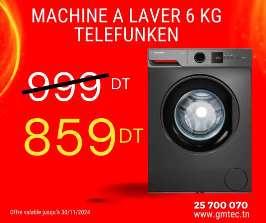 MACHINE A LAVER FRONTAL 6KG 1000 TRS TELEFUNKEN - DARK INOX TELEFUNKEN