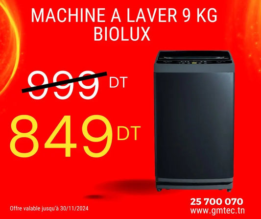 MACHINE A LAVER TOP 9KG BIOLUX NOIR biolux