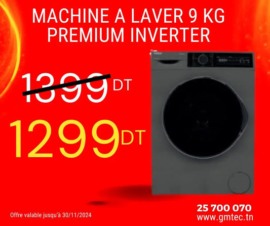 MACHINE A LAVER FRONTALE 9 KG PREMIUM INVERTER - GRIS PREMIUM