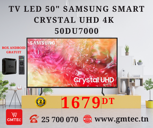 TV SAMSUNG 50" SMART CRYSTAL ULTRA HD 4K UA50DU7000- 2 ANS GARANTIE