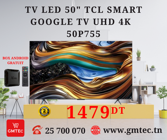 TV LED 50" TCL SMART GOOGLE TV 4K FULL HD - 50P755