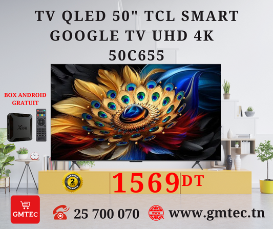 TV QLED 50" TCL SMART GOOGLE TV FULL HD - 50C655
