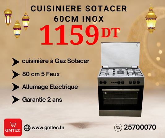CUISINIERE A GAZ SOTACER 80CM 5FEUX SF8500XI