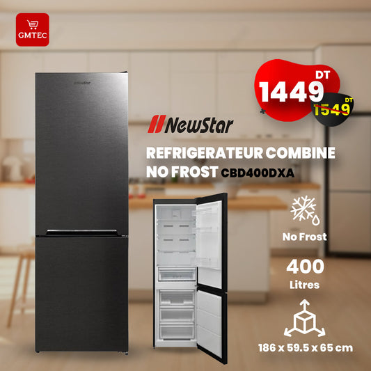REFRIGERATEUR COMBINE NEWSTAR 400 LITRES DARK INOX - 400DXA