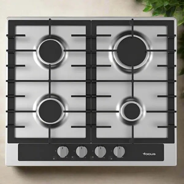 PLAQUE DE CUISSON 4 FEUX 60CM FONTE THERMOCOUPLE FOCUS F4002XS - INOX FOCUS