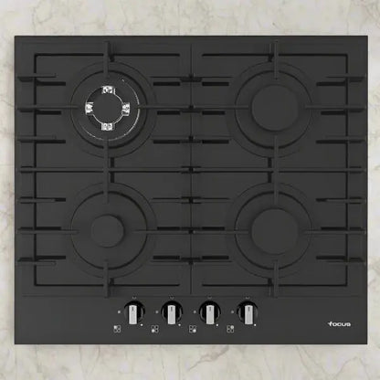 PLAQUE DE CUISSON 4 FEUX 60CM FONTE THERMOCOUPLE FOCUS F4005BS- VITRO NOIR FOCUS