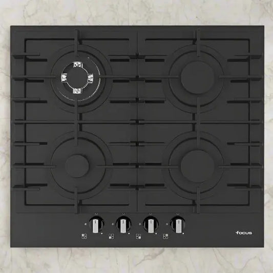 PLAQUE DE CUISSON 4 FEUX 60CM FONTE THERMOCOUPLE FOCUS F4005BS- VITRO NOIR FOCUS