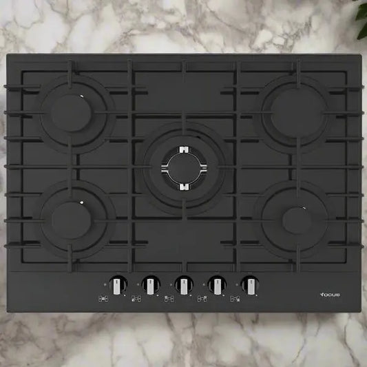 PLAQUE DE CUISSON 5 FEUX 70CM FONTE THERMOCOUPLE FOCUS F4006BS - VITRO NOIR FOCUS