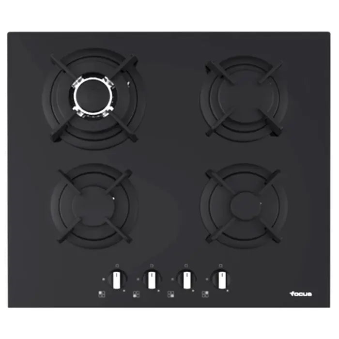PLAQUE DE CUISSON 4 FEUX 60CM  FONTE THERMOCOUPLE FOCUS F4015BS -VITRO NOIR FOCUS