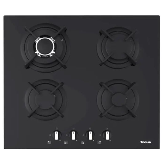 PLAQUE DE CUISSON 4 FEUX 60CM  FONTE THERMOCOUPLE FOCUS F4015BS -VITRO NOIR FOCUS