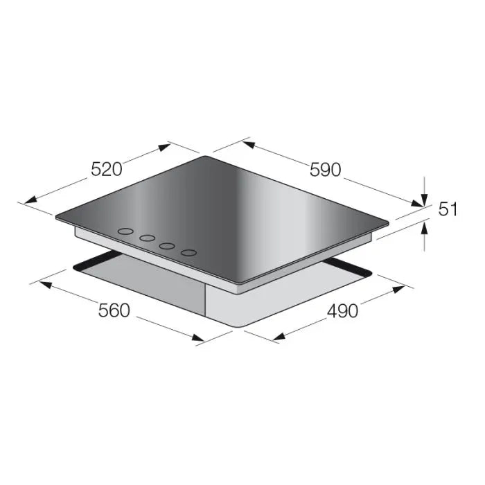 PLAQUE DE CUISSON 4 FEUX 60 CM FONTE FOCUS F405B - VITRO NOIR FOCUS
