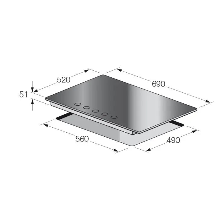 PLAQUE DE CUISSON 5 FEUX 70CM FONTE FOCUS F406B - VITRO NOIR FOCUS