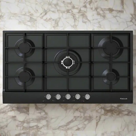 PLAQUE DE CUISSON 5FEUX 90CM  FONTE THERMOCOUPLE FOCUS F40789BS - NOIR FOCUS