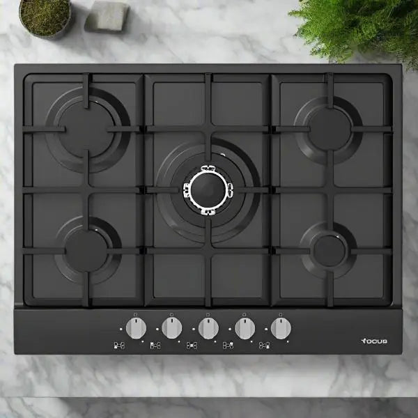 PLAQUE DE CUISSON 5 FEUX 70CM FONTE THERMOCOUPLE FOCUS F4078BS - NOIR FOCUS