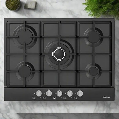 PLAQUE DE CUISSON 5 FEUX 70CM FONTE THERMOCOUPLE FOCUS F4078BS - NOIR FOCUS