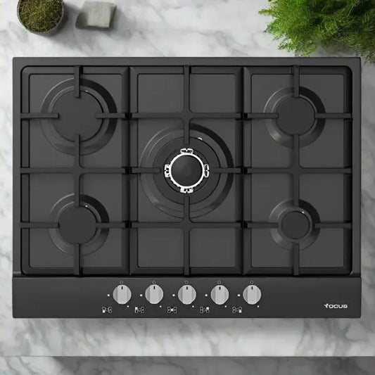 PLAQUE DE CUISSON 5 FEUX 70CM FONTE THERMOCOUPLE FOCUS F4078BS - NOIR FOCUS