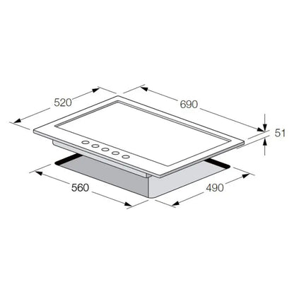 PLAQUE DE CUISSON 5FEUX 70CM FONTE THERMOCOUPLE FOCUS F4017BS - VITRO NOIR FOCUS