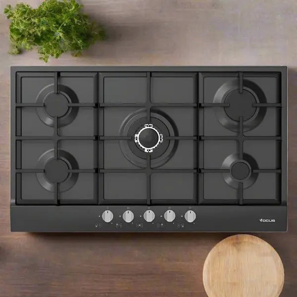 PLAQUE DE CUISSON 5 FEUX 86 CM  FONTE FOCUS F4789B - NOIR FOCUS