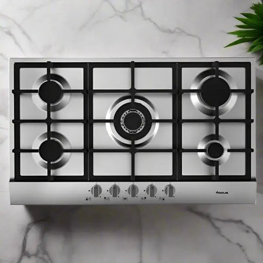 PLAQUE DE CUISSON 5 FEUX 86CM FONTE FONTE F4789X - INOX FOCUS