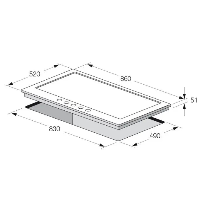 PLAQUE DE CUISSON 5 FEUX 86CM FONTE FONTE F4789X - INOX FOCUS