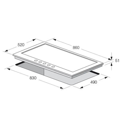 PLAQUE DE CUISSON 5 FEUX 86CM FONTE FONTE F4789X - INOX FOCUS