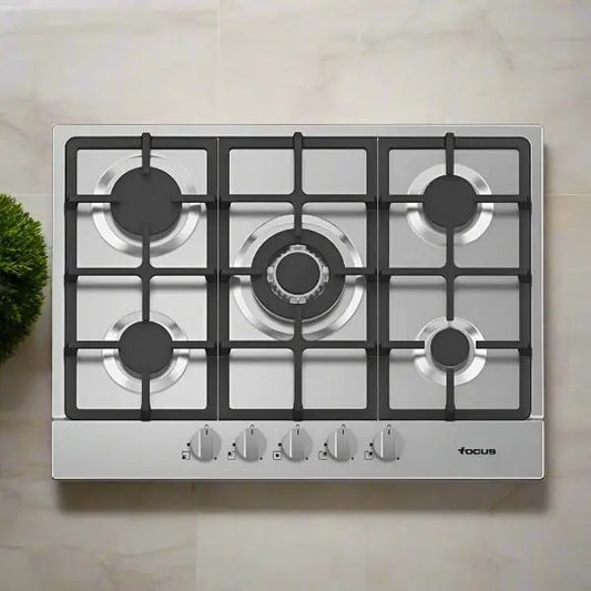 PLAQUE DE CUISSON 5 FEUX 70CM FONTE FOCUS F478X - INOX FOCUS