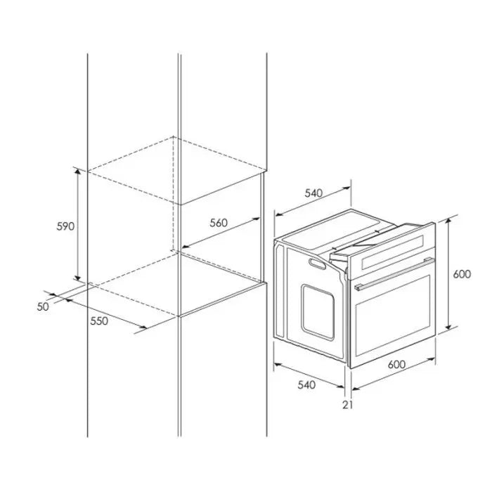 FOUR ENCASTRABLE VENTILE 7 PROGRAMMES AVEC AFFICHEUR FOCUS F521X - INOX FOCUS