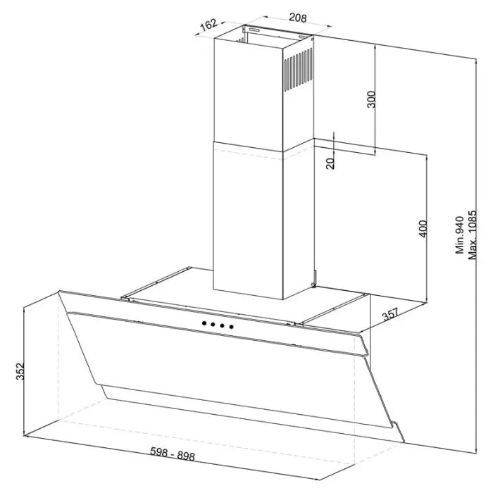 HOTTE DESIGN 60CM FOCUS F620B - NOIR FOCUS
