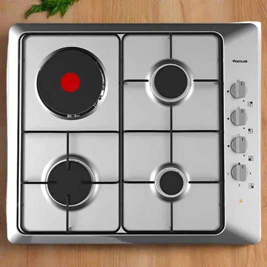PLAQUE DE CUISSON 3 FEUX GAZ + 1 FOYER ELECTRIQUE 60CM FOCUS - INOX FOCUS