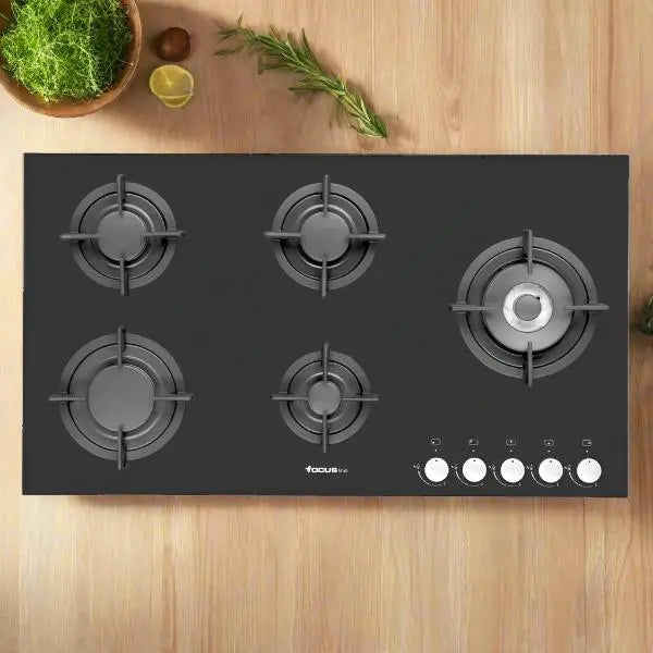 PLAQUE DE CUISSON 5 FEUX 90CM FONTE FOCUS F8179B - VITRO NOIR FOCUS