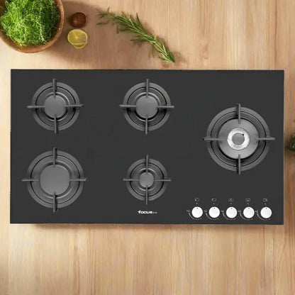 PLAQUE DE CUISSON 5 FEUX 90CM FONTE FOCUS F8179B - VITRO NOIR FOCUS