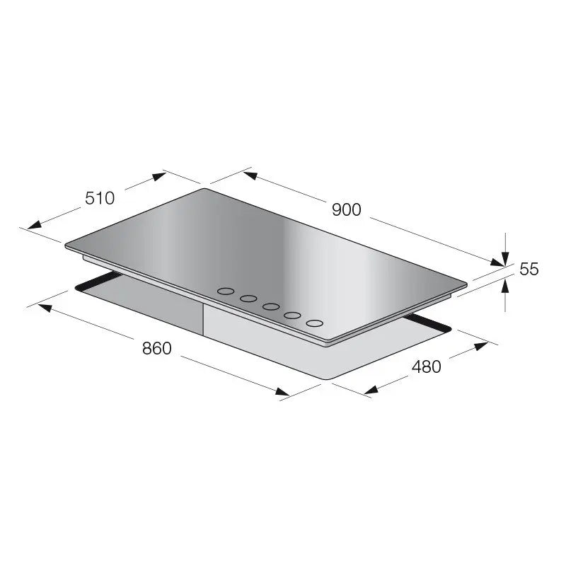 PLAQUE DE CUISSON 5 FEUX 90CM FONTE FOCUS F8179B - VITRO NOIR FOCUS