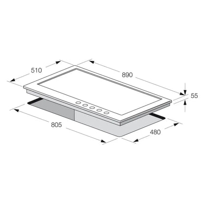 PLAQUE DE CUISSON 5 FEUX 90CM FONTE FOCUS F817X - INOX FOCUS