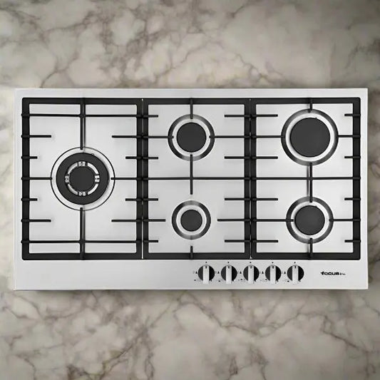 PLAQUE DE CUISSON 5 FEUX 90CM FONTE FOCUS F817X - INOX FOCUS