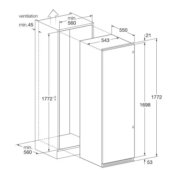 REFRIGERATEUR TOUT UTILE ENCASTRABLE 315 LITRES  FOCUS LINE FILO3000 FOCUS