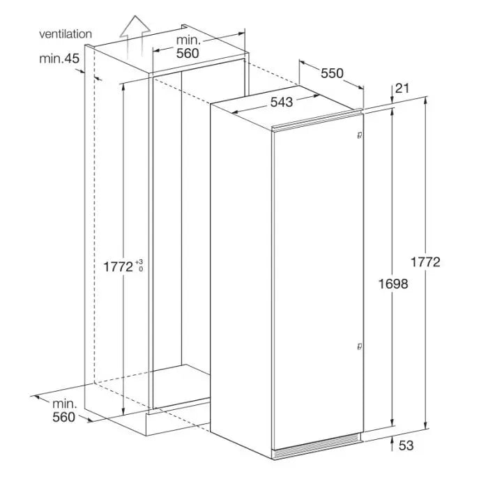 CONGELATEUR VERTICAL ENCASTRABLE 220 LITRES  FOCUS LINE FILO-3100 FOCUS